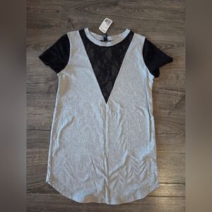 Gray & Black Lace Shirt Dress Size S NWT